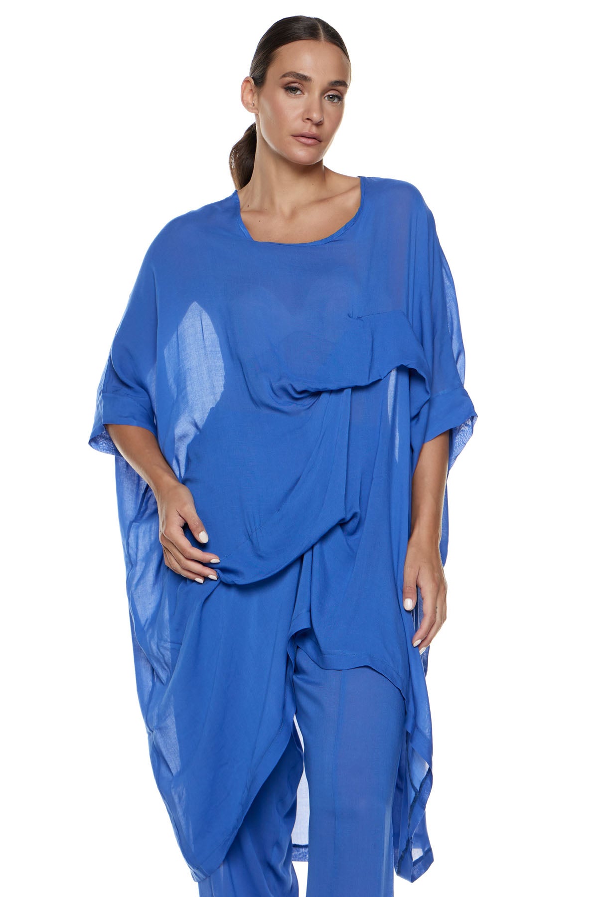 Chic & Simple Μπλουζοφόρεμα Κορίνα - Μπλε Ρουά Γάζα