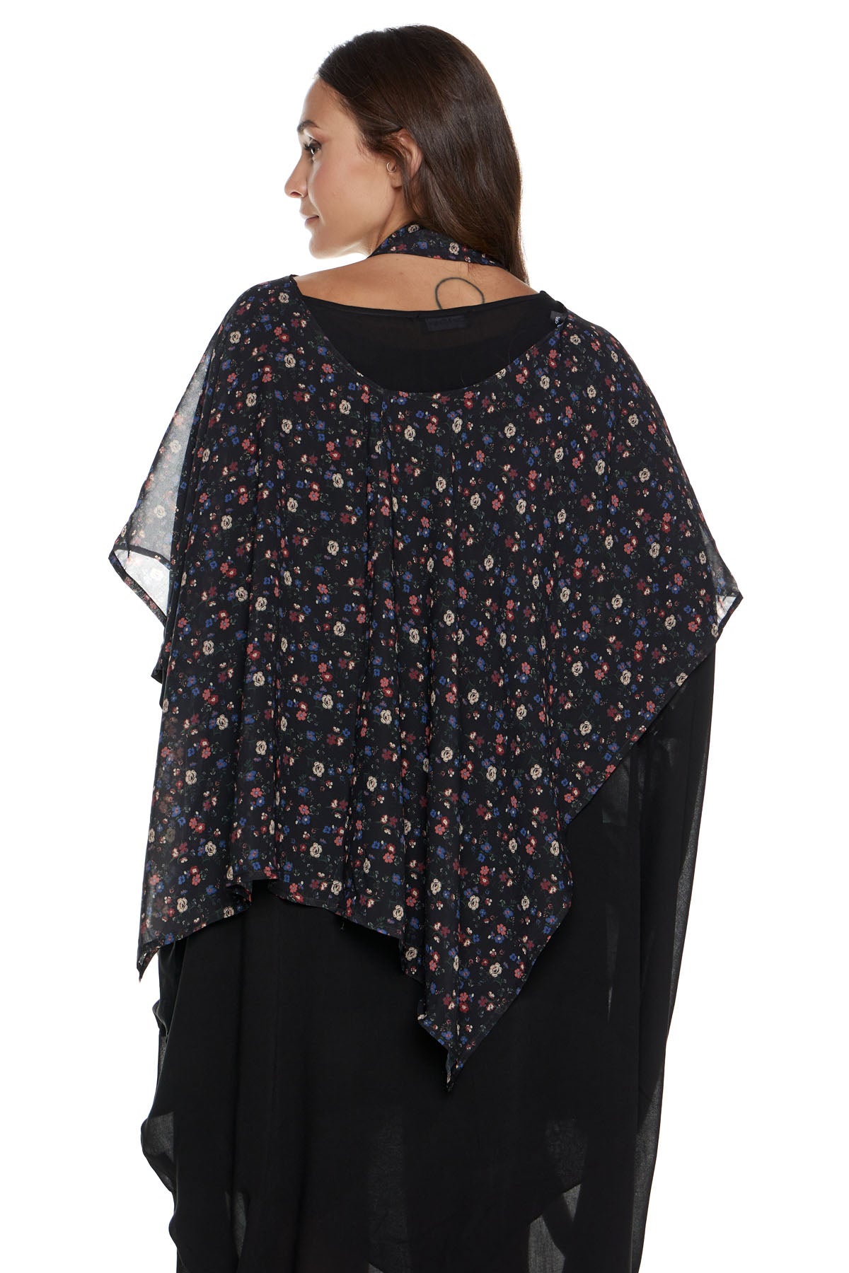Chic & Simple Κοντή Εσάρπα και Φουλάρι Λολίτα - Floral Διαφάνεια