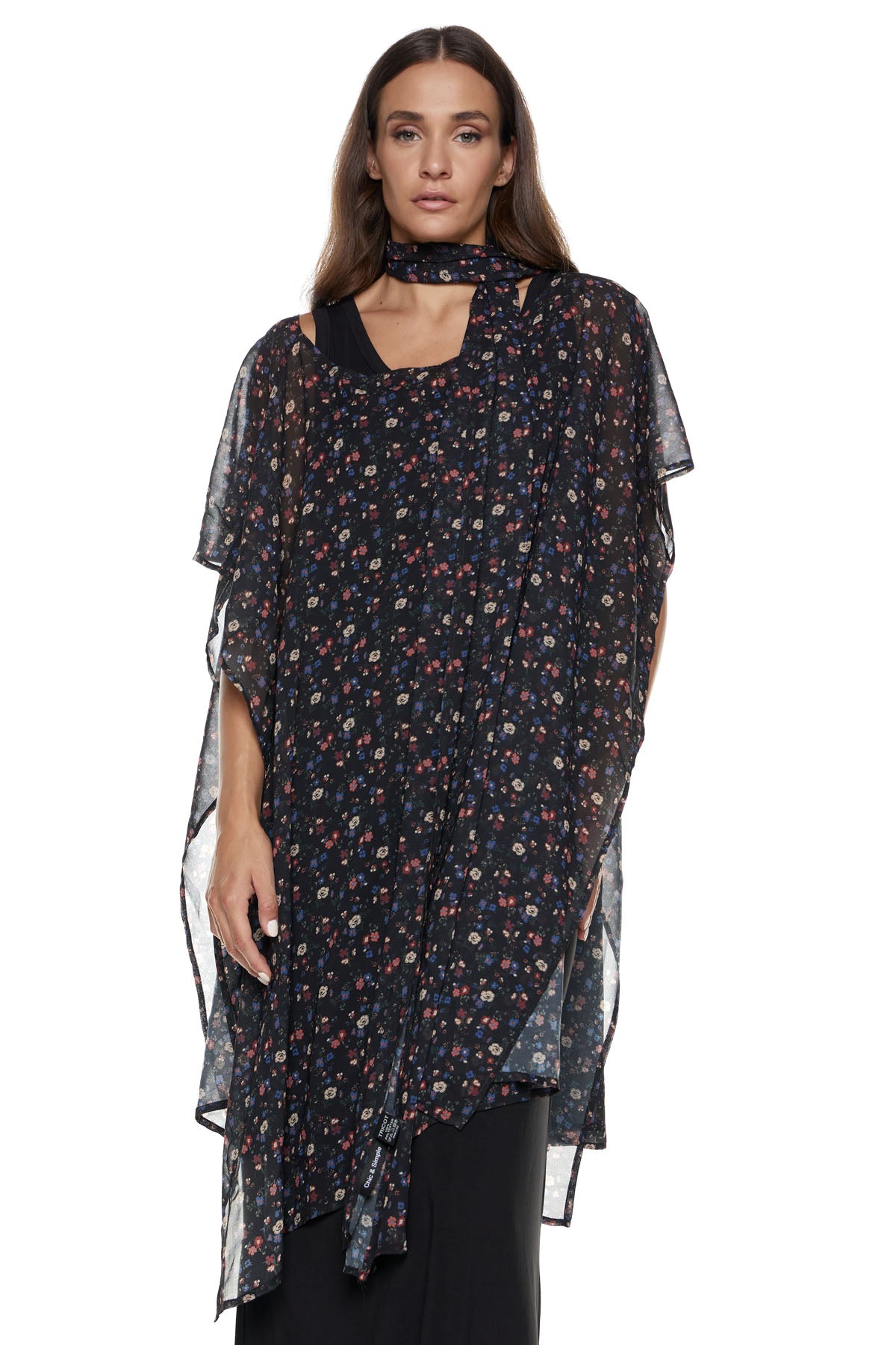 Chic & Simple Μακρυά Εσάρπα και Φουλάρι Λολίτα - Floral Διαφάνεια Comfort Style