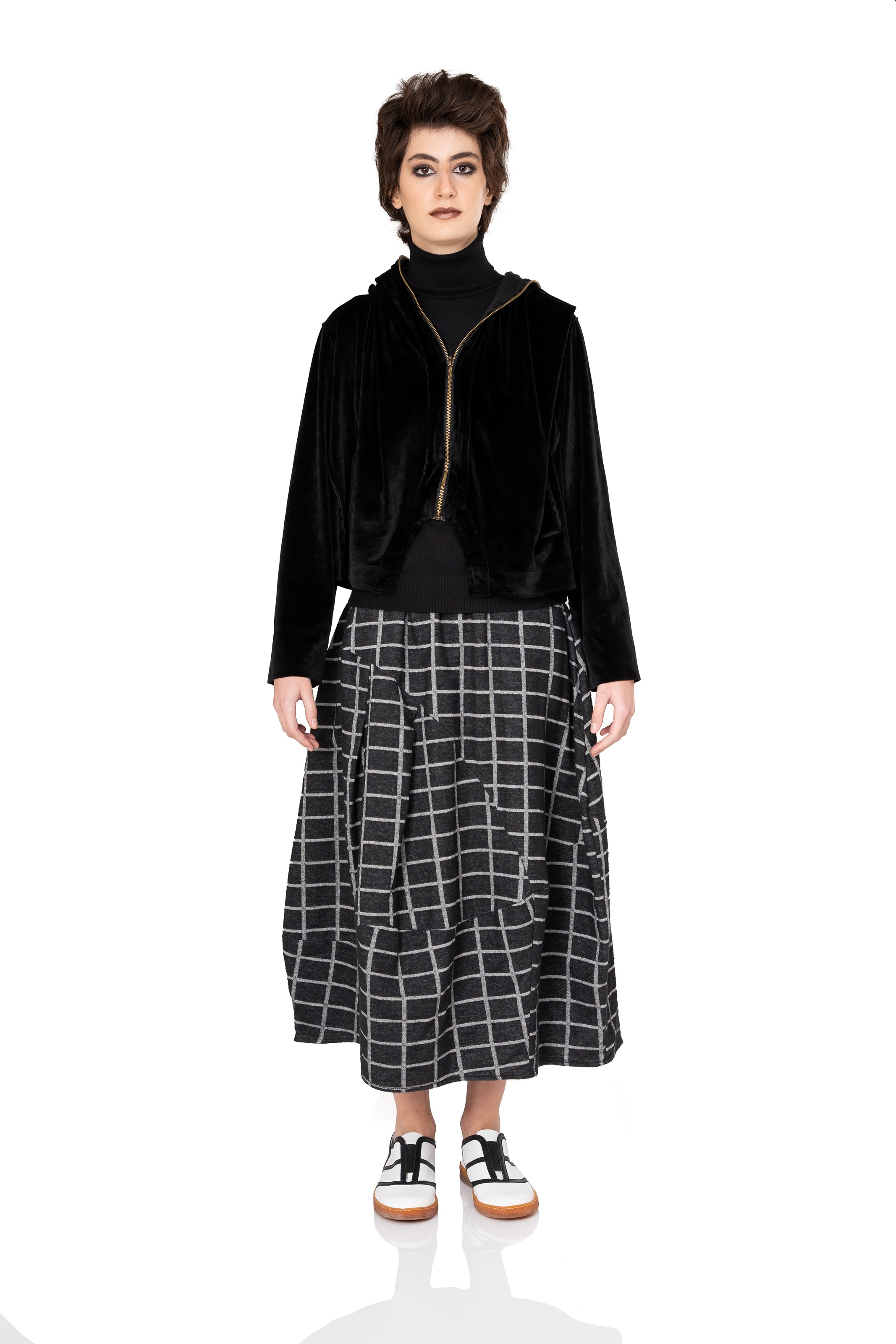 Φούστα Gloria - Μαύρο Καρό - Chic & Simple