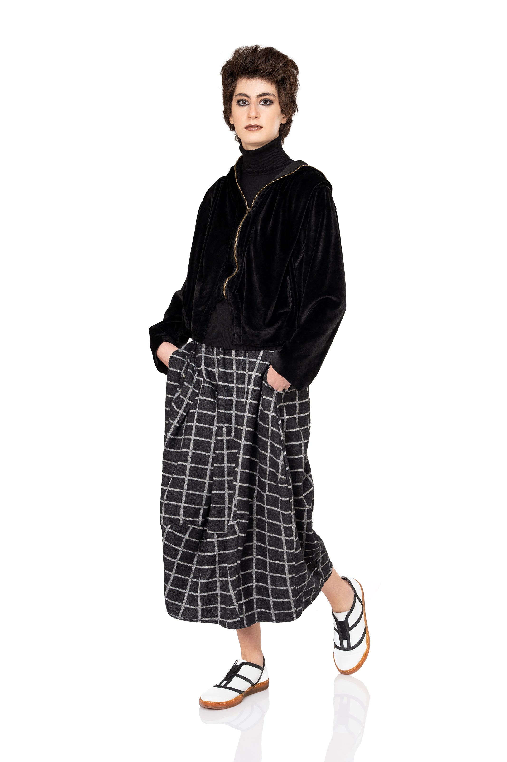 Φούστα Gloria - Μαύρο Καρό - Chic & Simple