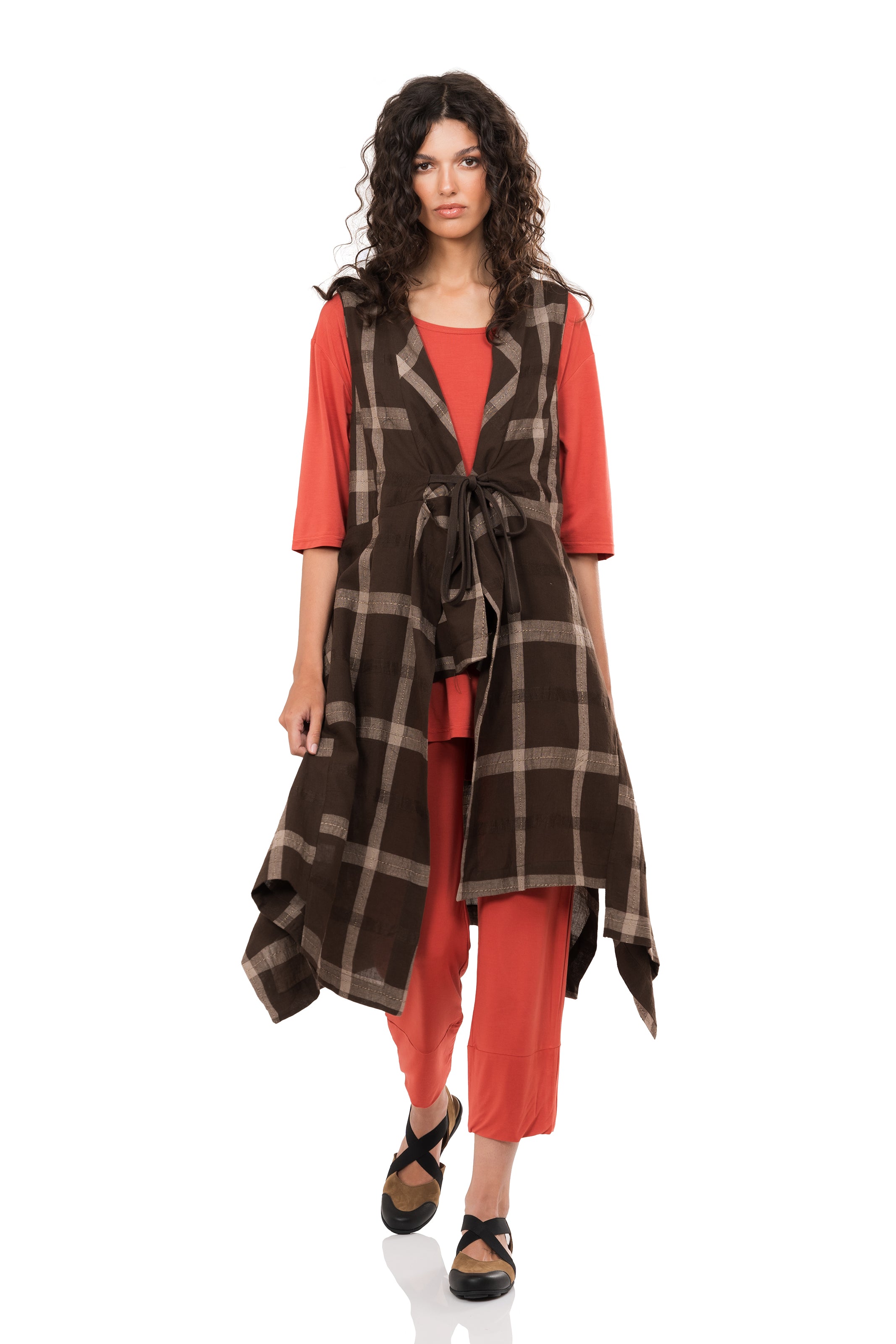 Chic & Simple Γιλέκο Fancy - Καφέ Καρό