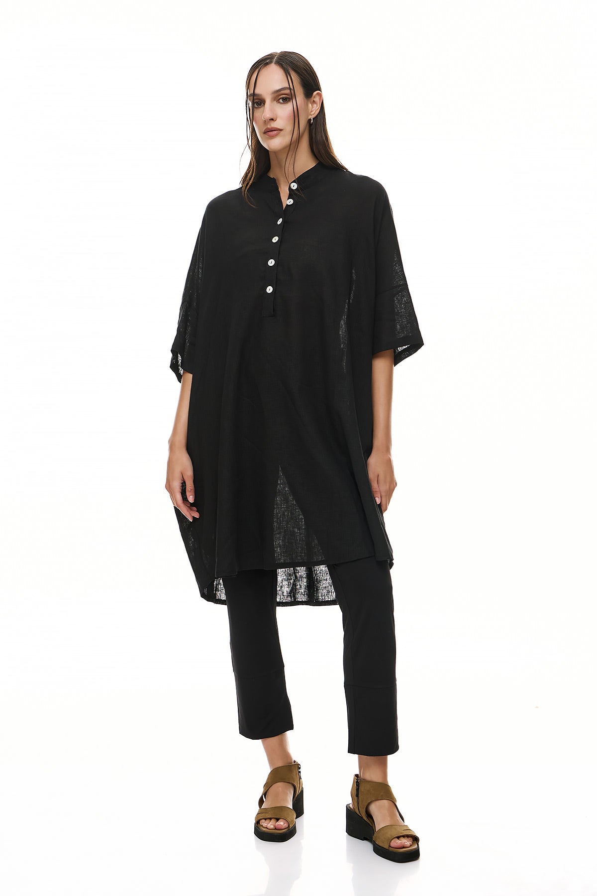 Chic & Simple Γυναικεία Πουκαμίσα (Φόρεμα) Όλγα - Μαύρη