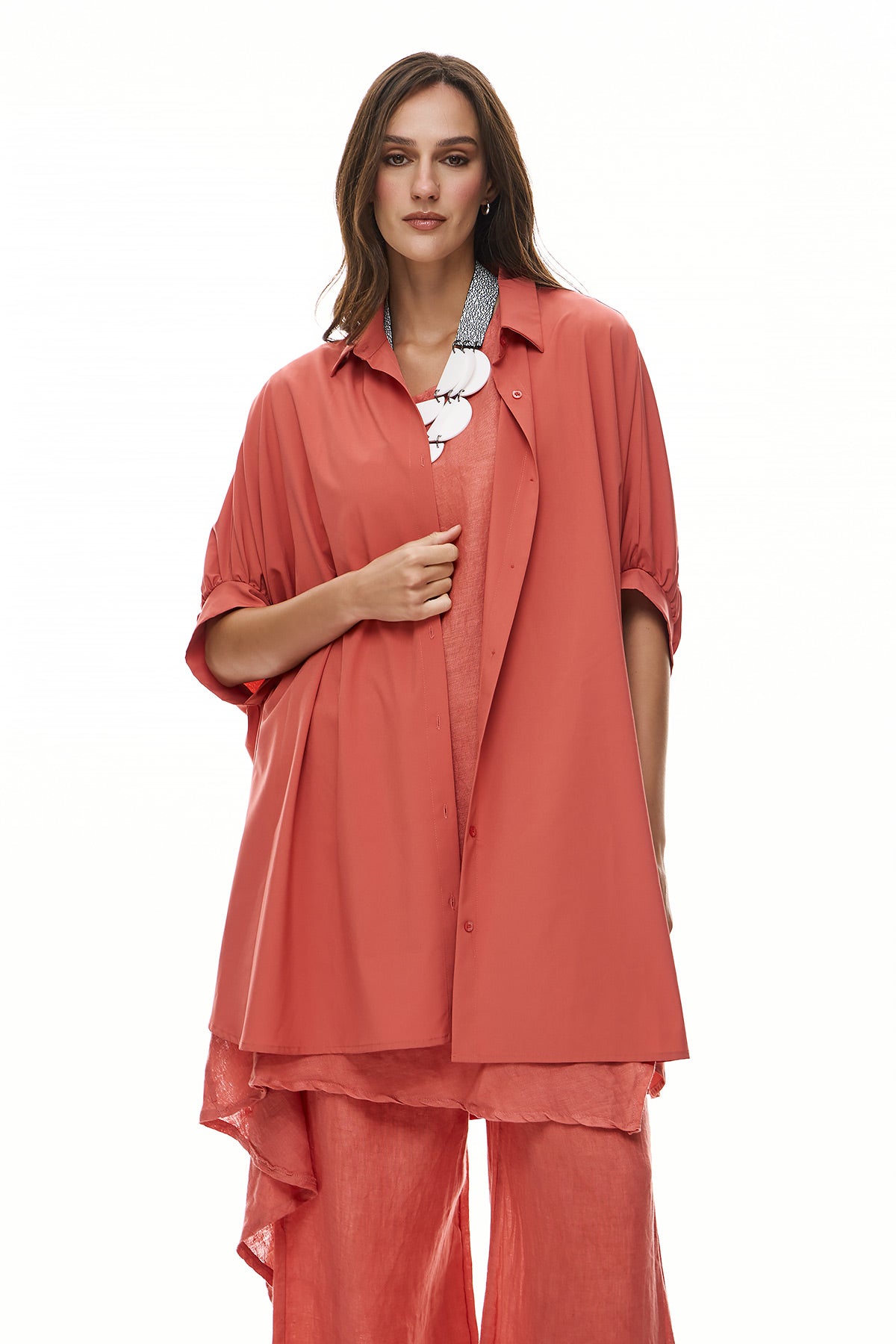 Chic & Simple Γυναικεία Πουκαμίσα Ντένβερ - Κοραλλί