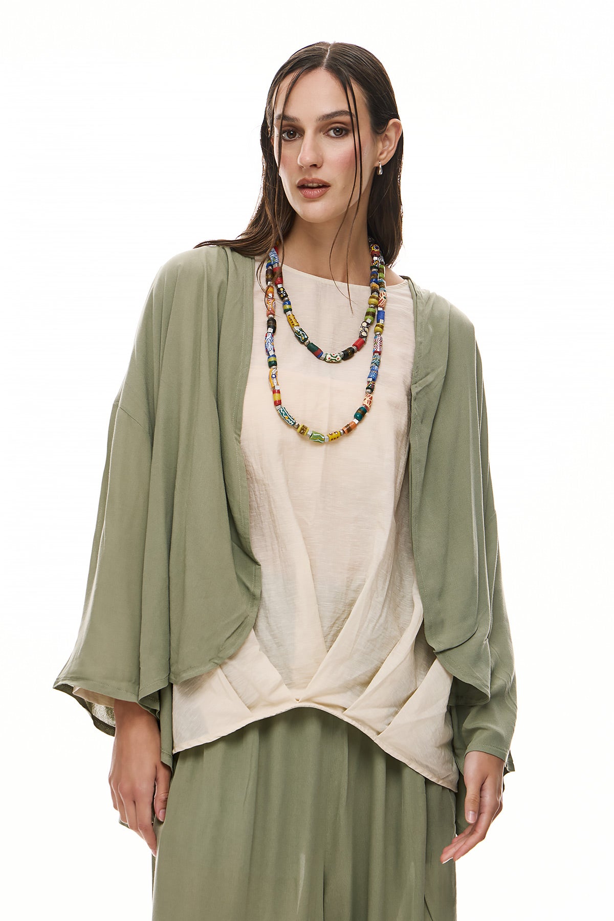 Chic & Simple Γυναικεία Ζακέτα Μάρθα - Ανοιχτό Χακί