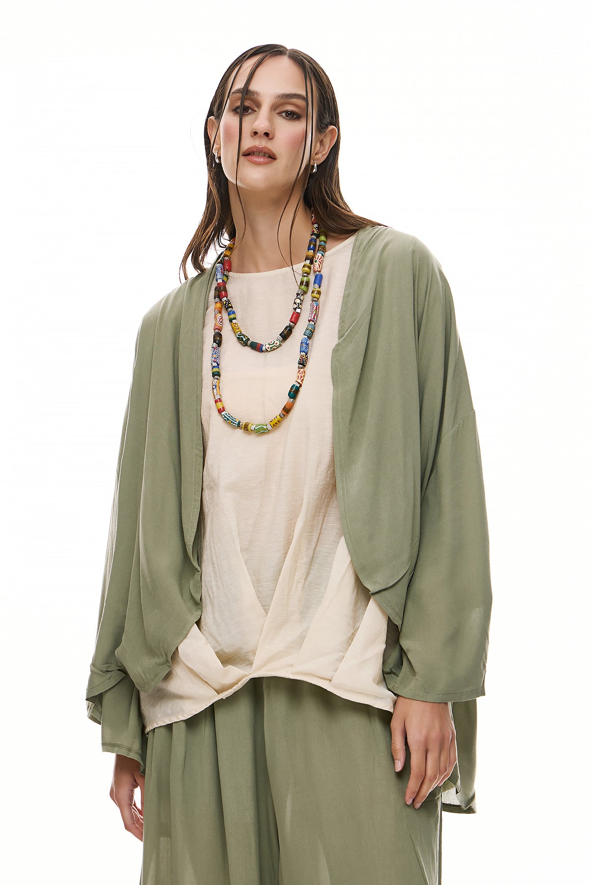 Chic & Simple Γυναικεία Ζακέτα Μάρθα - Ανοιχτό Χακί