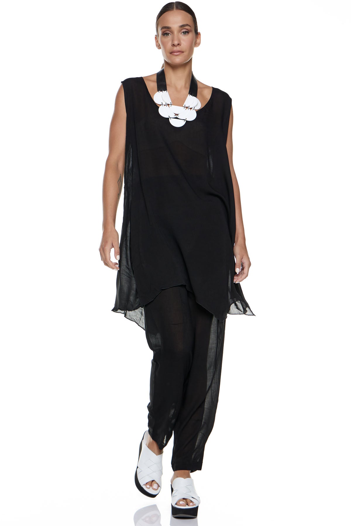 Chic & Simple Συνδυασμός Φανελάκι Μιρέλλα & Παντελόνι Μυρτώ - Μαύρο