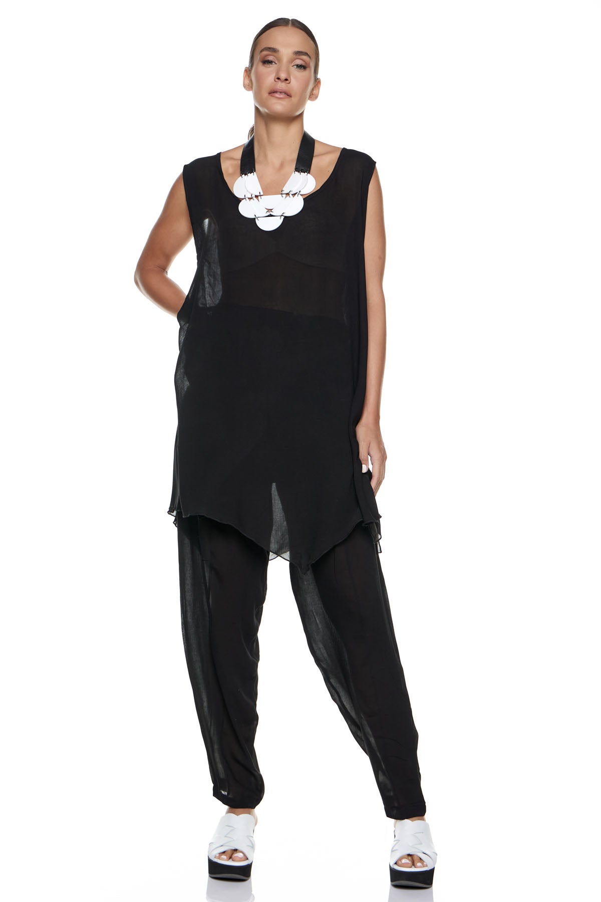 Chic & Simple Συνδυασμός Φανελάκι Μιρέλλα & Παντελόνι Μυρτώ - Μαύρο