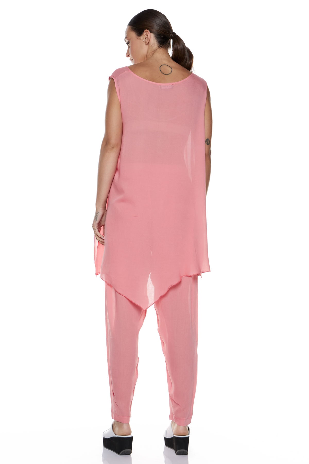 Chic & Simple Συνδυασμός Φανελάκι Μιρέλλα & Παντελόνι Μυρτώ & Εσάρπα Βίβιαν - Ροζ