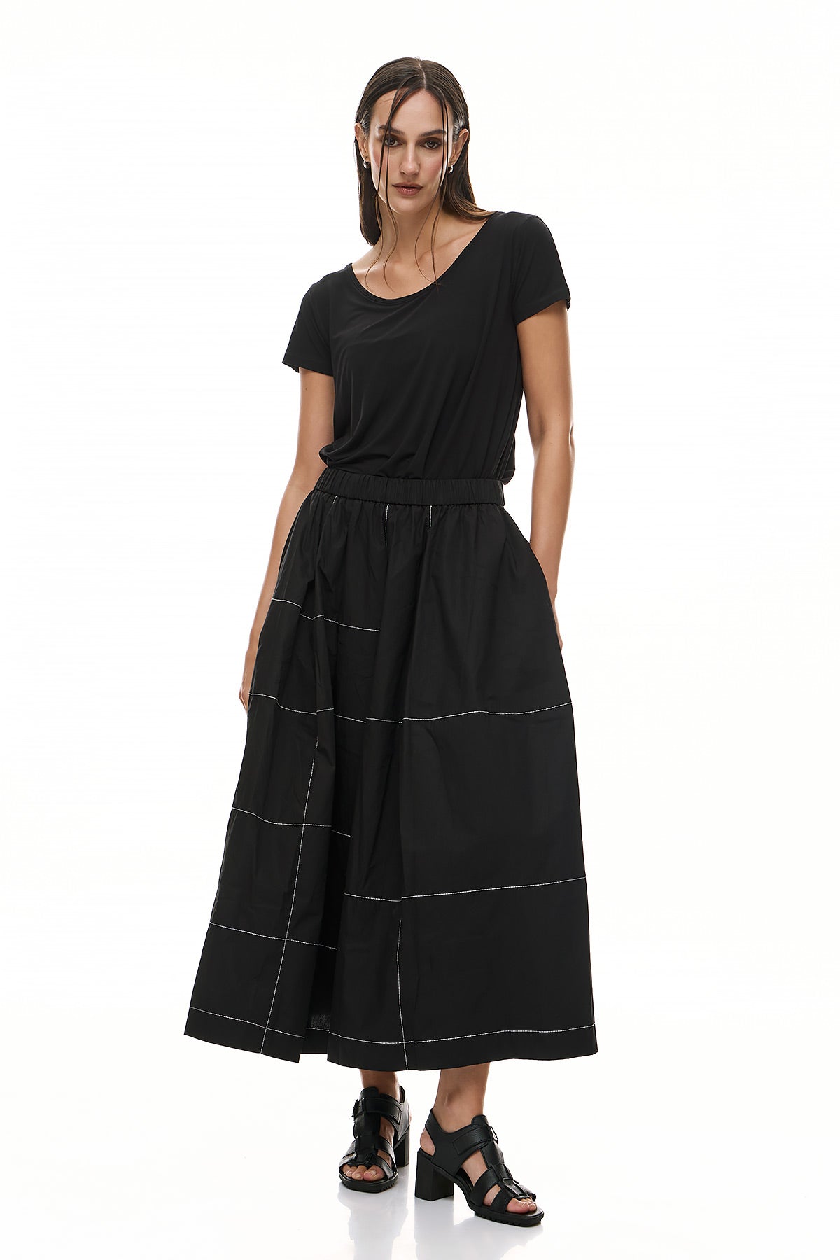 Wendy Trendy Γυναικεία Παντελόνα Reanna - Μαύρο με Λευκή Ρίγα