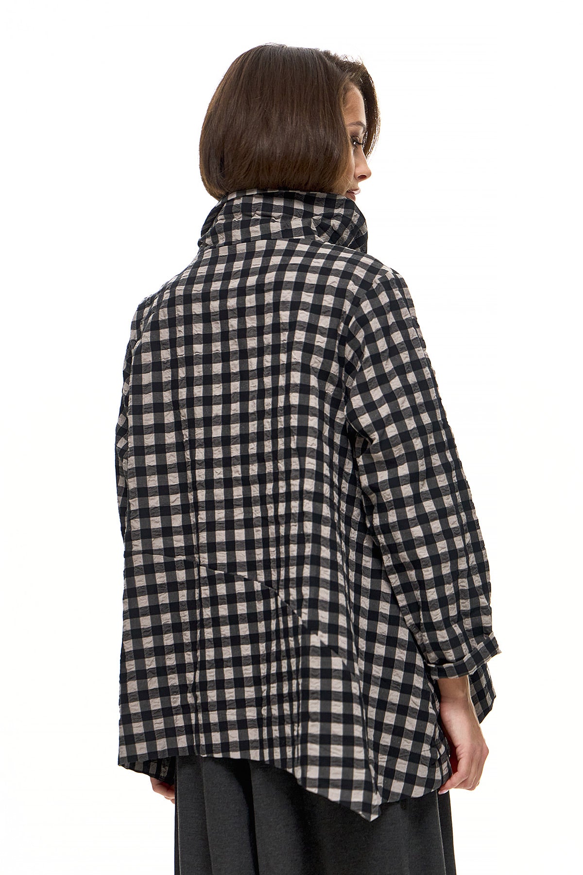 Wendy Trendy Γυναικεία Ζακέτα Loren - Ασπρόμαυρο Καρό - Chic & Simple