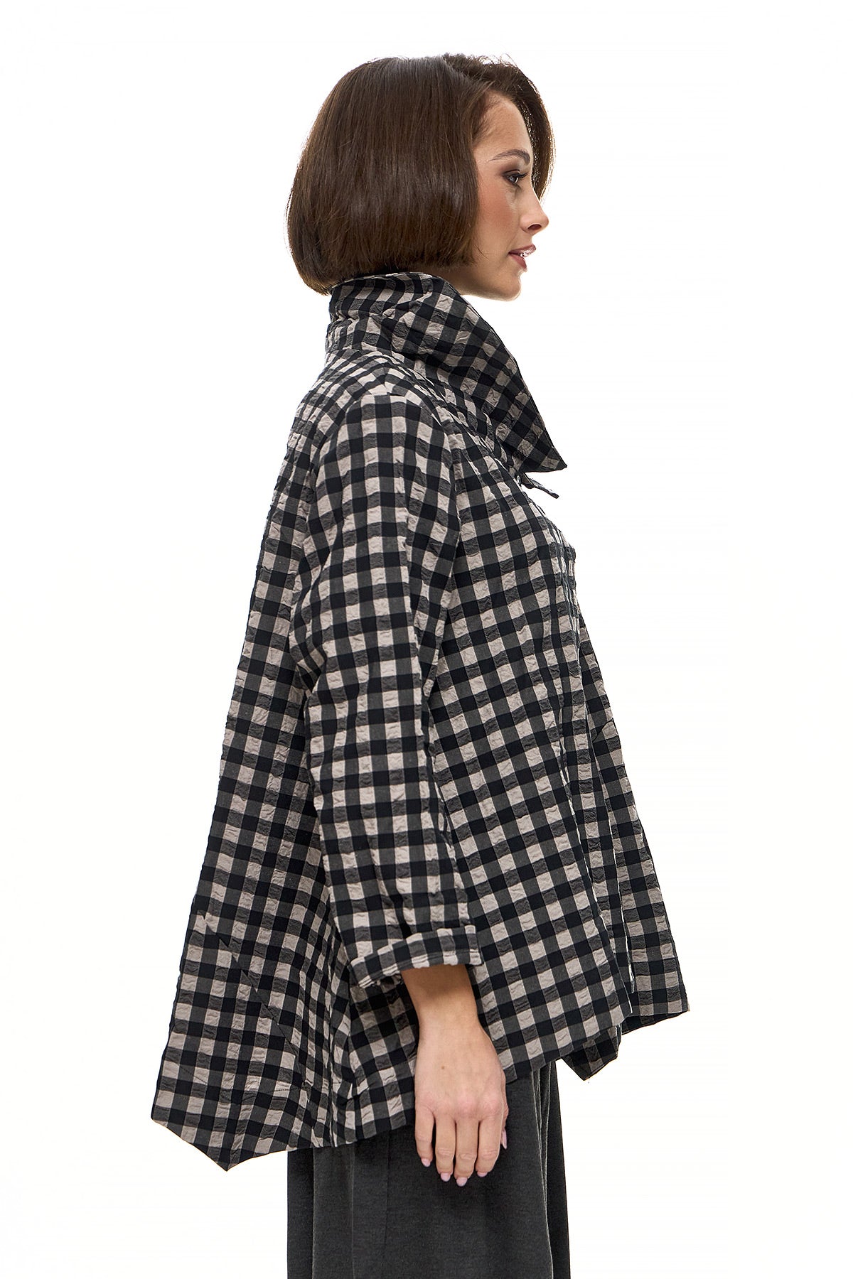 Wendy Trendy Γυναικεία Ζακέτα Loren - Ασπρόμαυρο Καρό - Chic & Simple