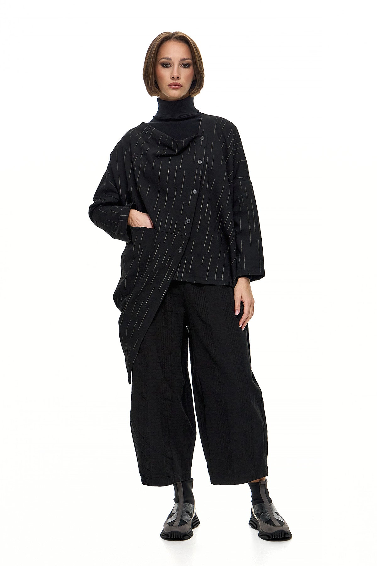 Wendy Trendy Συνδυασμός με Σακάκι και Παντελόνι - Μαύρο - Chic & Simple