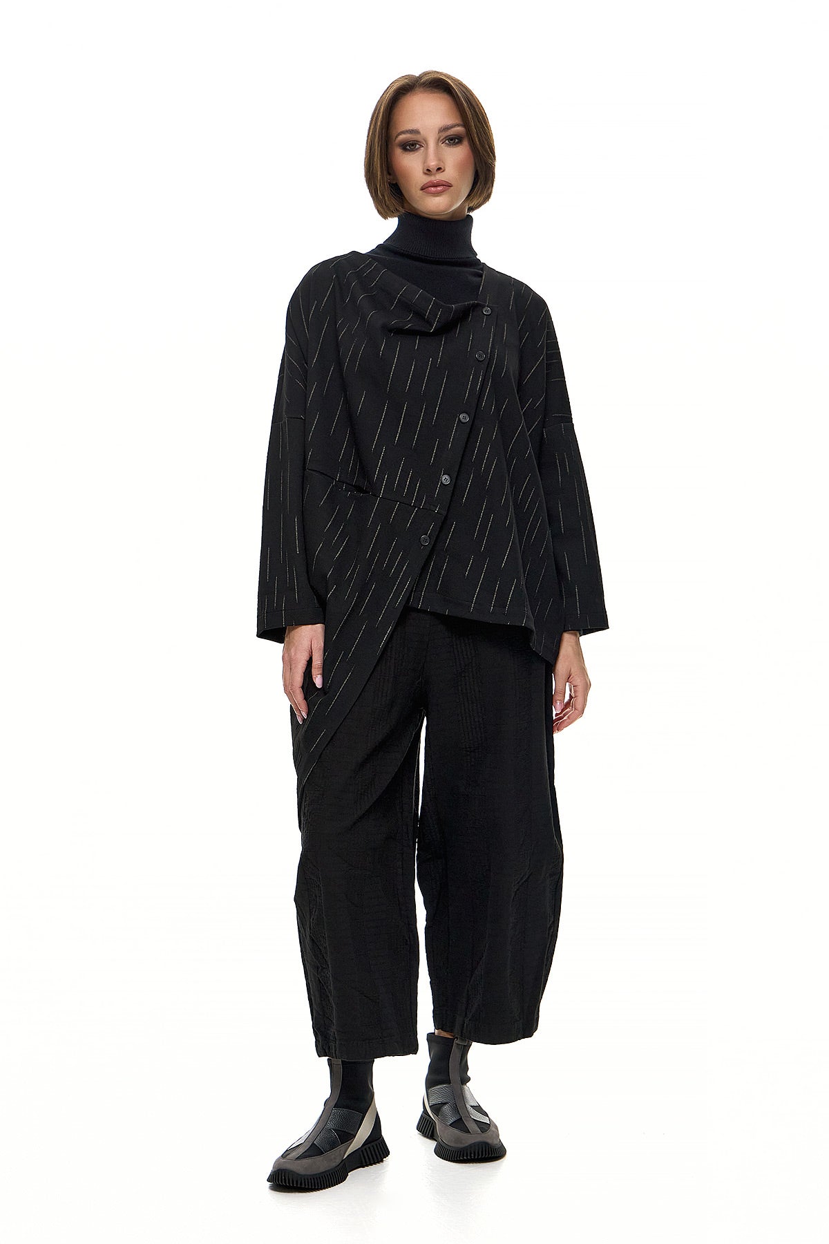 Wendy Trendy Συνδυασμός με Σακάκι και Παντελόνι - Μαύρο - Chic & Simple