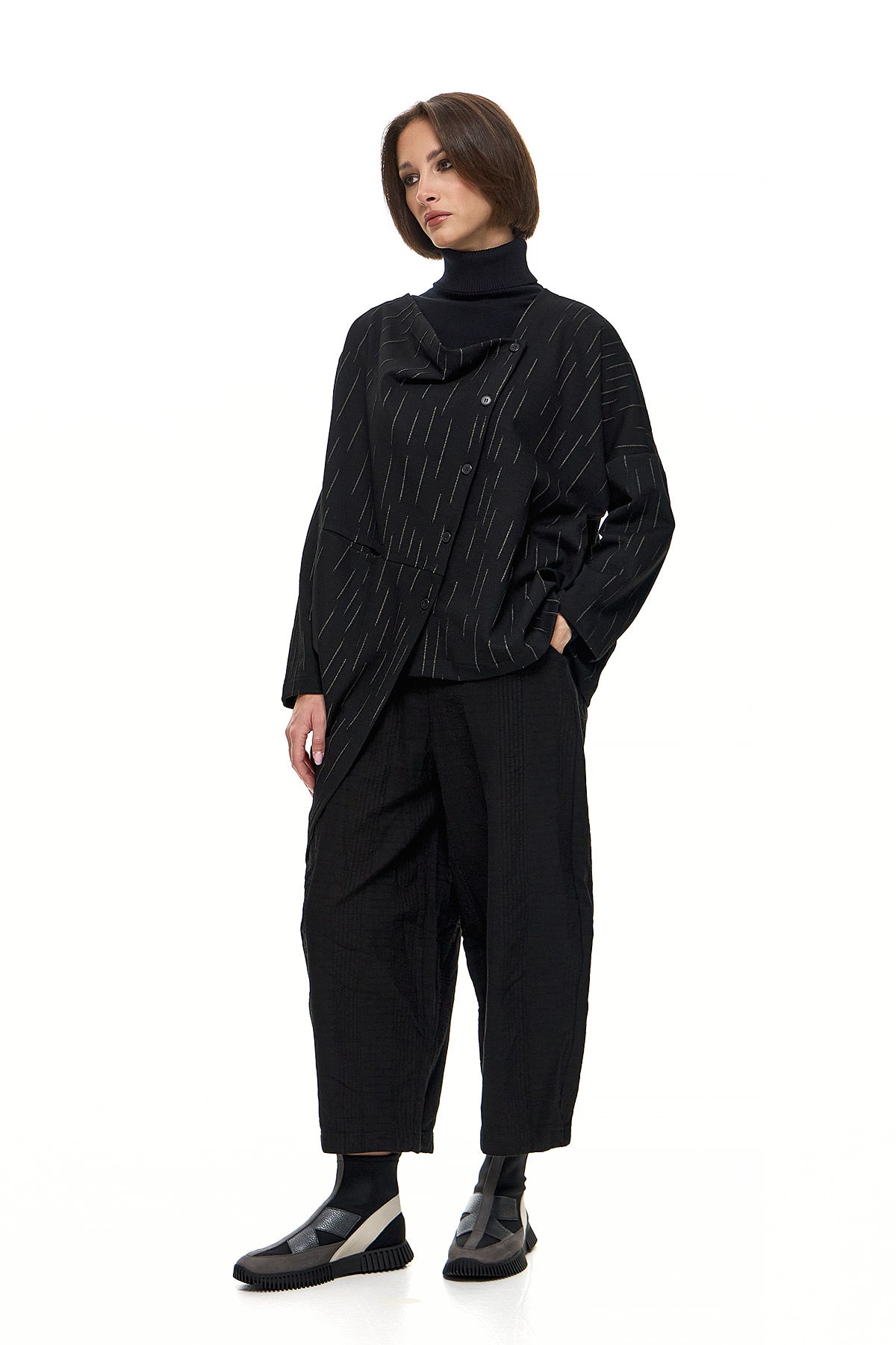 Wendy Trendy Συνδυασμός με Σακάκι και Παντελόνι - Μαύρο - Chic & Simple