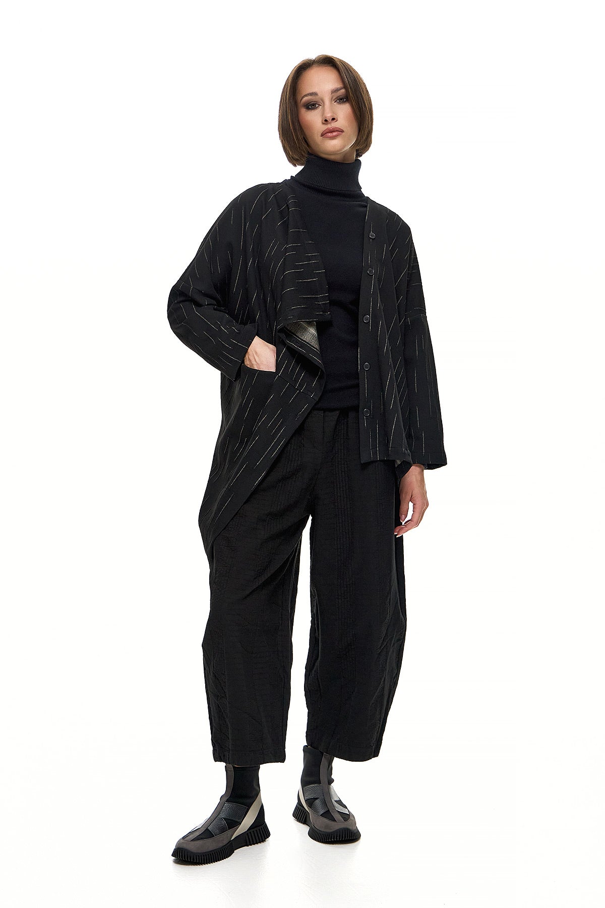 Wendy Trendy Συνδυασμός με Σακάκι και Παντελόνι - Μαύρο - Chic & Simple