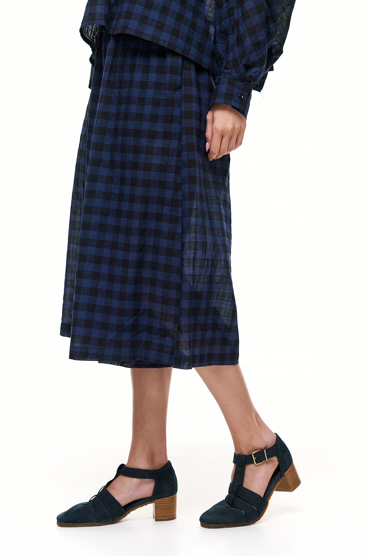 Wendy Trendy Γυναικεία Παντελόνα - Blue Black Καρό