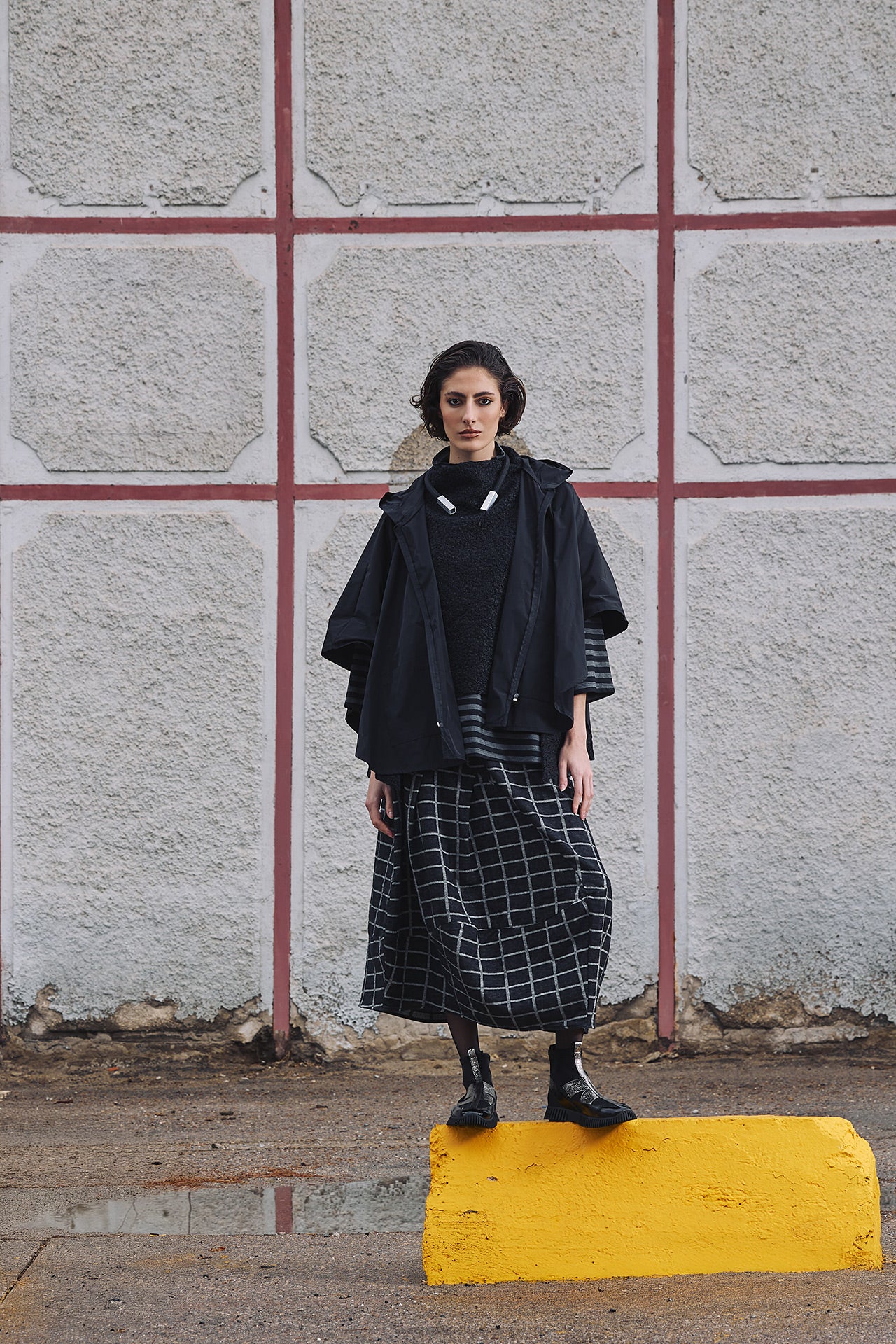 Φούστα Gloria - Μαύρο Καρό