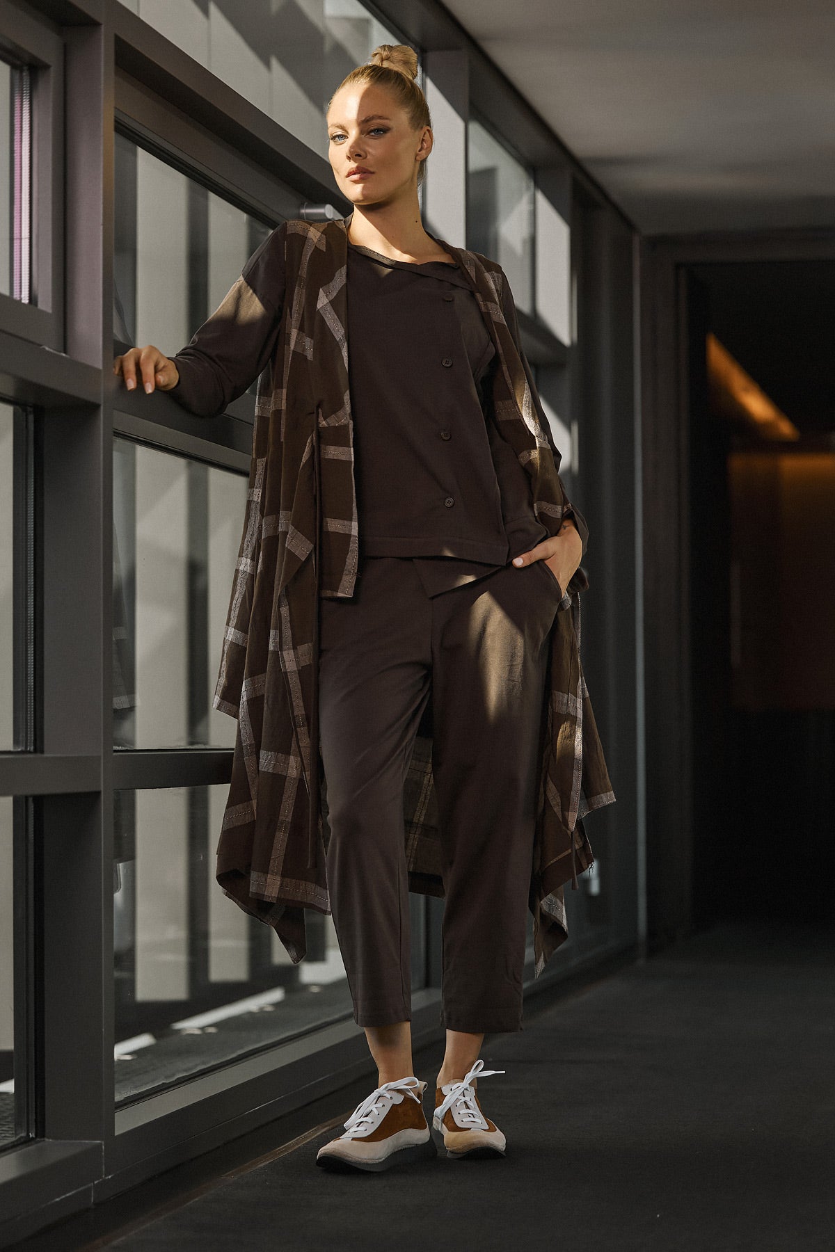 Γιλέκο Fancy - Καφέ Καρό