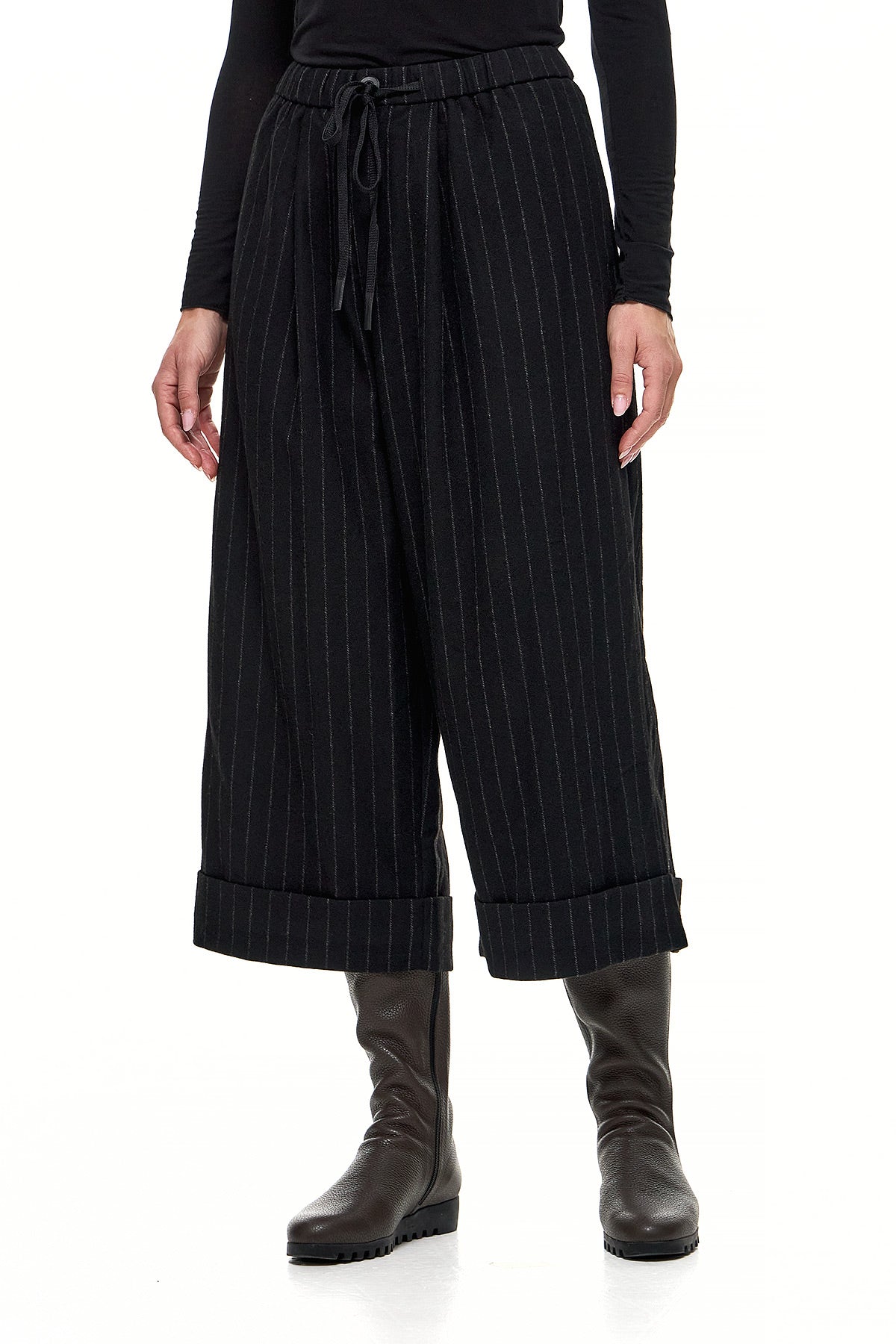 Wendy Trendy Γυναικείο Παντελόνι Arsenis - Μαύρο Ριγέ - Chic & Simple