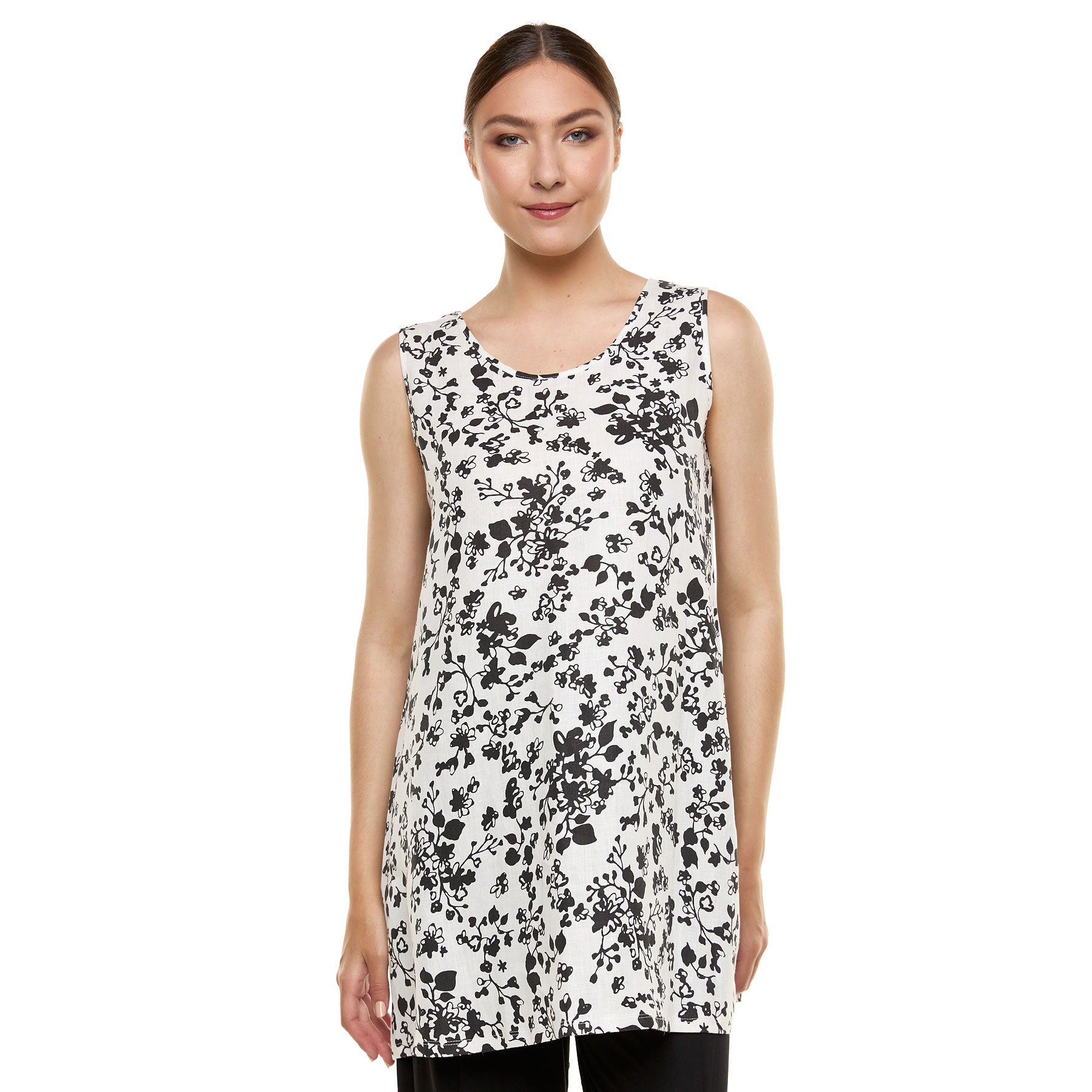 Chic & Simple Elena Sleeveless Blouse - Black and White Floral