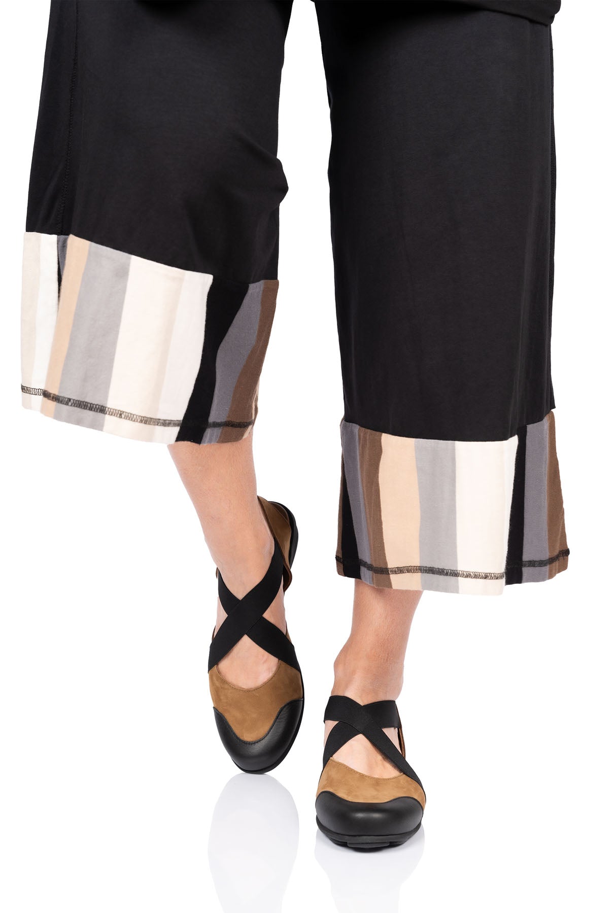 Arche Denobi Crossover Ballerinas - Tan and Black - Chic & Simple