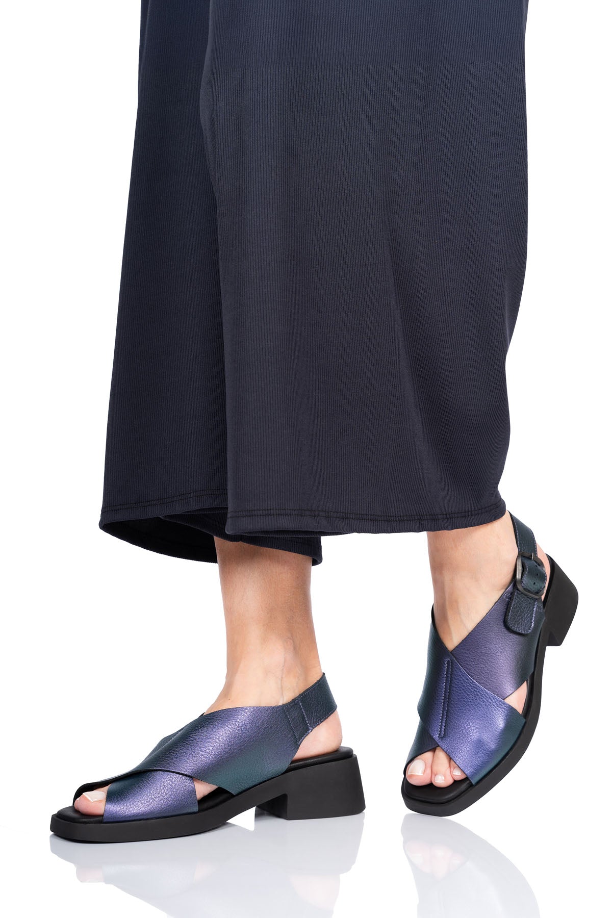 Arche Taymys Crossover Sandals - Metallic Dark Blue - Chic & Simple