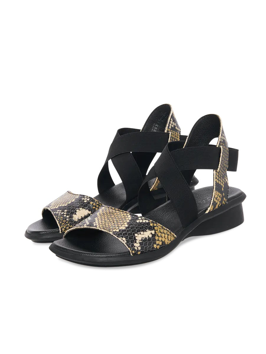 Arche Satia Rubber Sandals - Croc/Beige/Black
