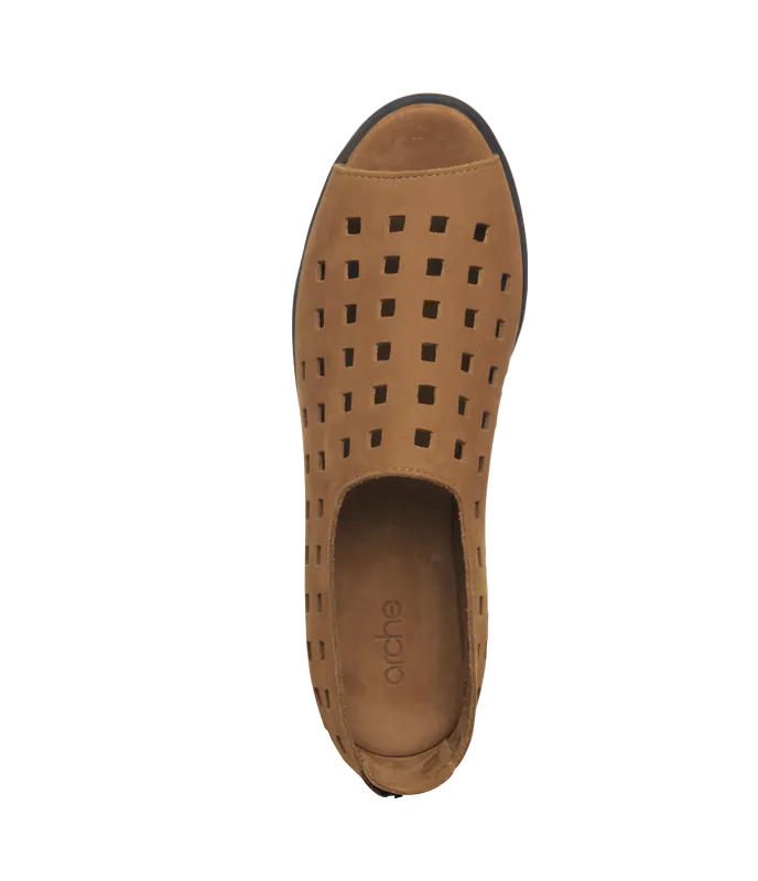 Arche Slip ons with Peep Toe Drick - Dark Beige - Chic & Simple