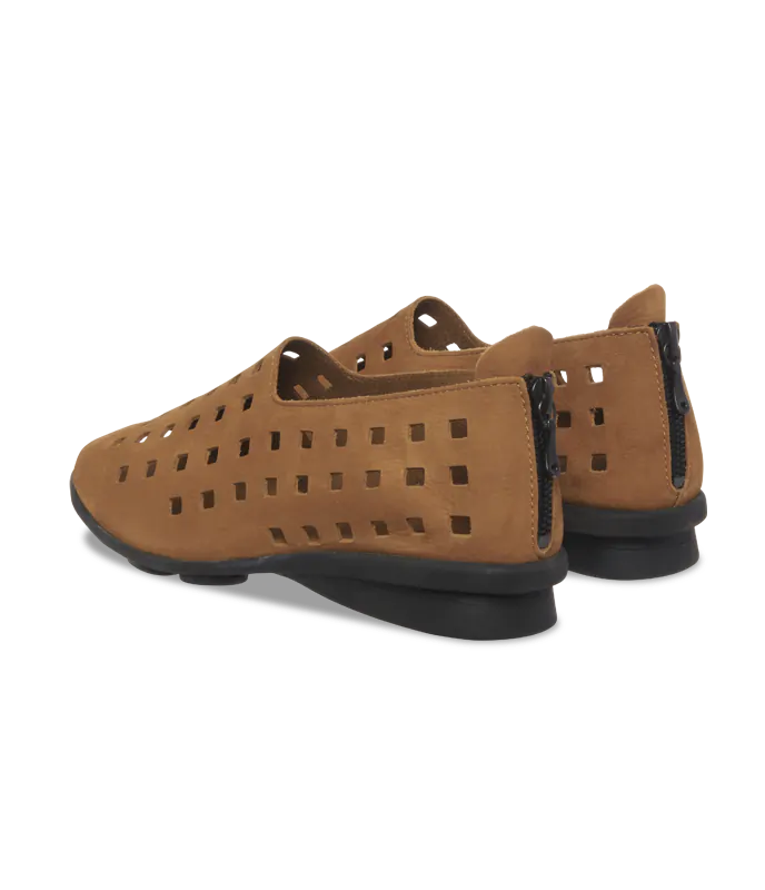 Arche Slip ons with Peep Toe Drick - Dark Beige - Chic & Simple