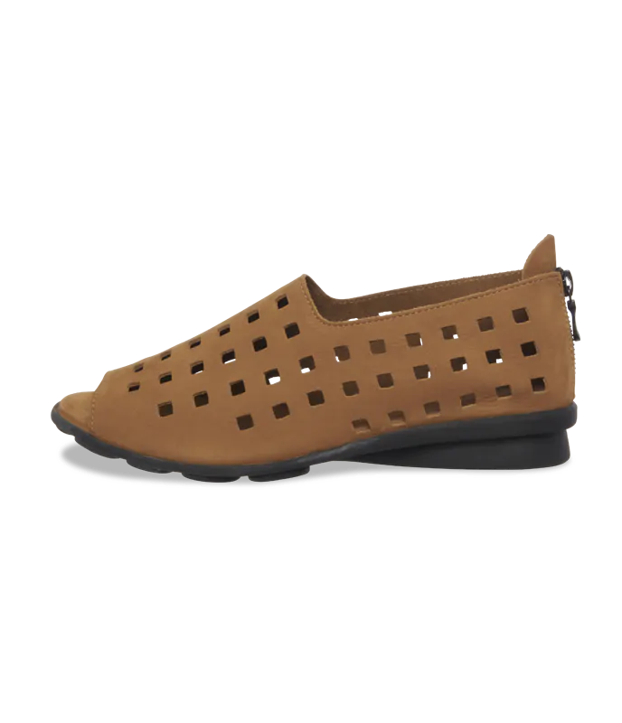Arche Slip ons with Peep Toe Drick - Dark Beige - Chic & Simple