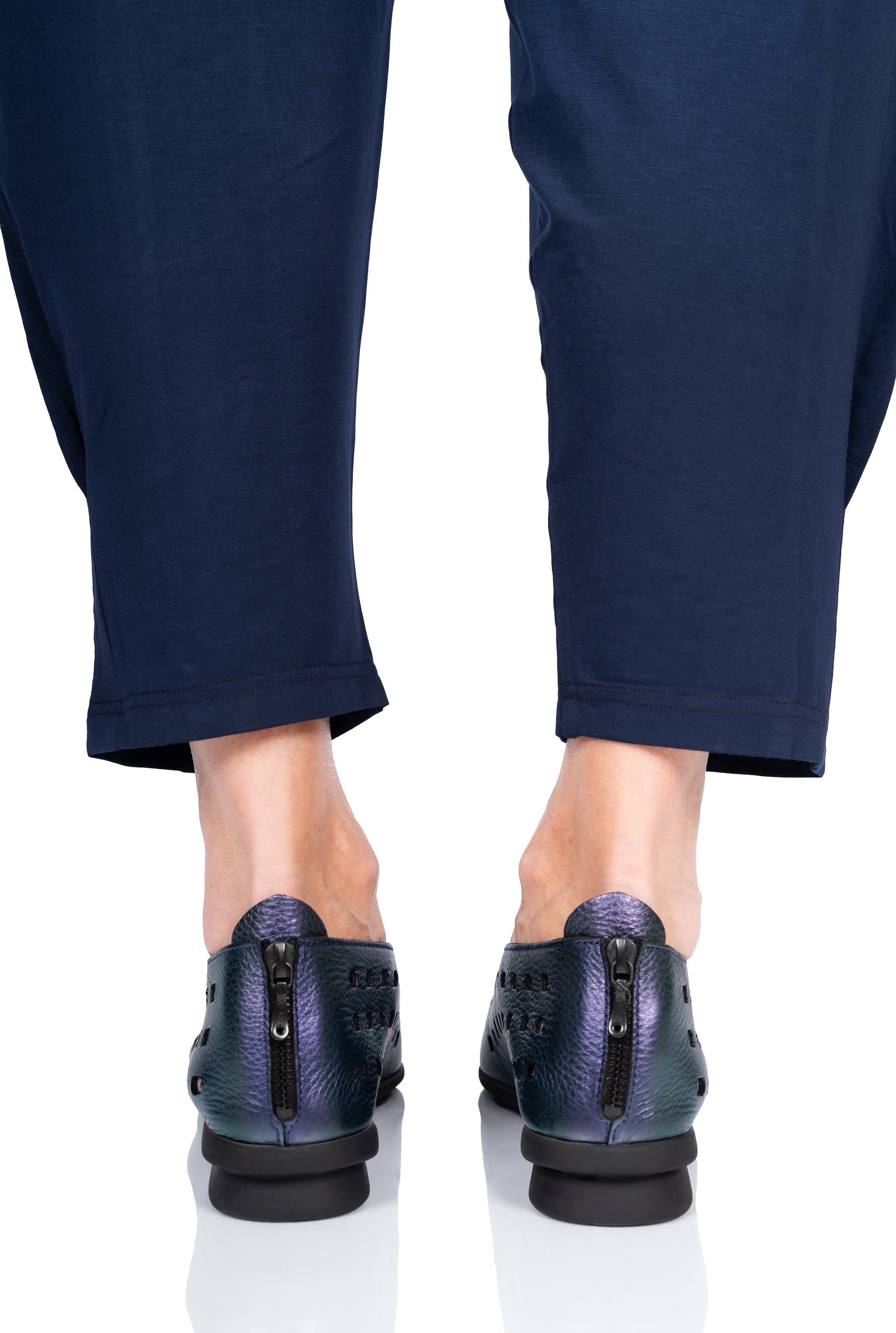 Arche Slip ons with Peep Toe Drick - Metallic Blue/Purple - Chic & Simple