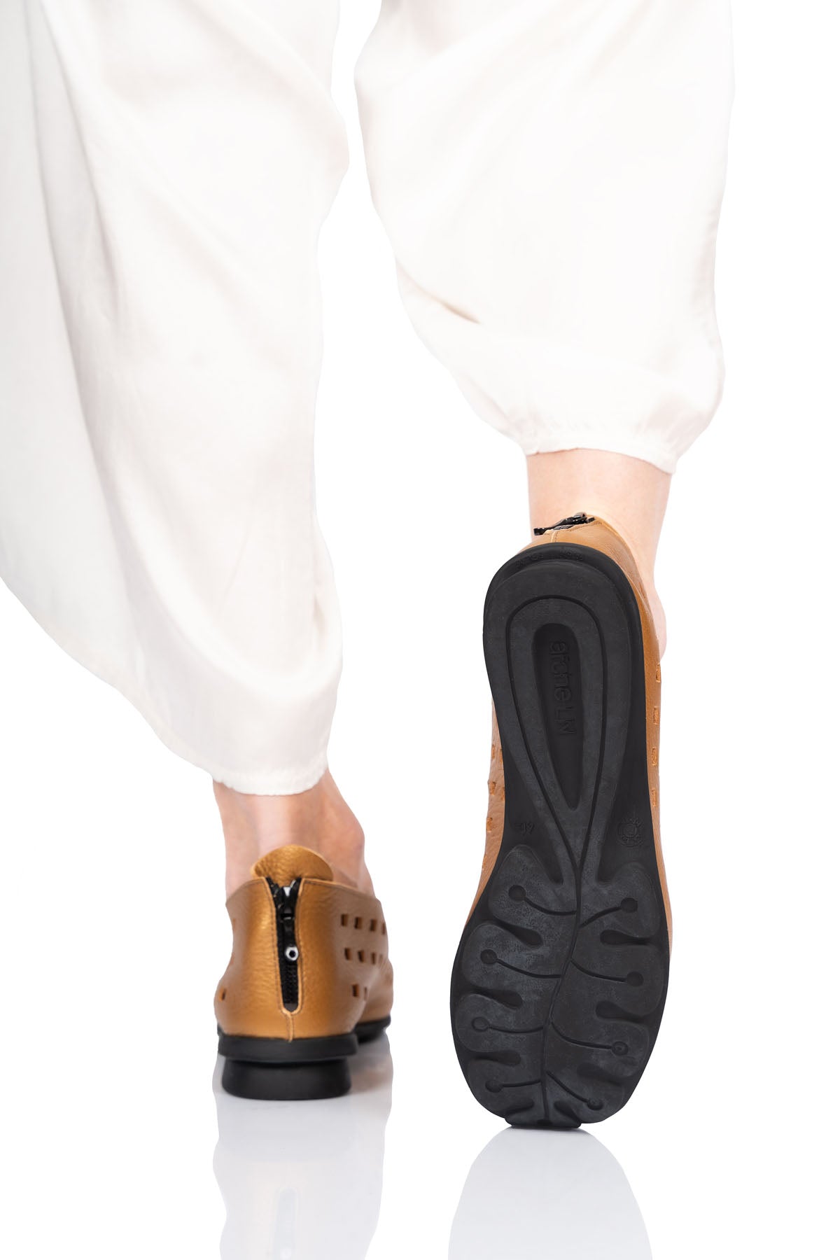 Arche Slip ons with Peep Toe Drick - Metallic Gold - Chic & Simple