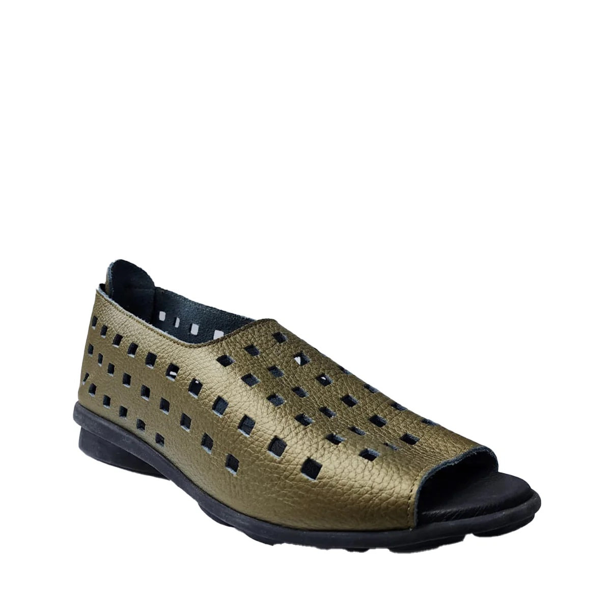 Arche Slip ons με Peep Toe Drick - Μεταλλικό Λαδί