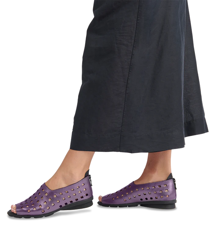 Arche Slip ons με Peep Toe Drick - Μεταλλικό Μωβ/Μπλε