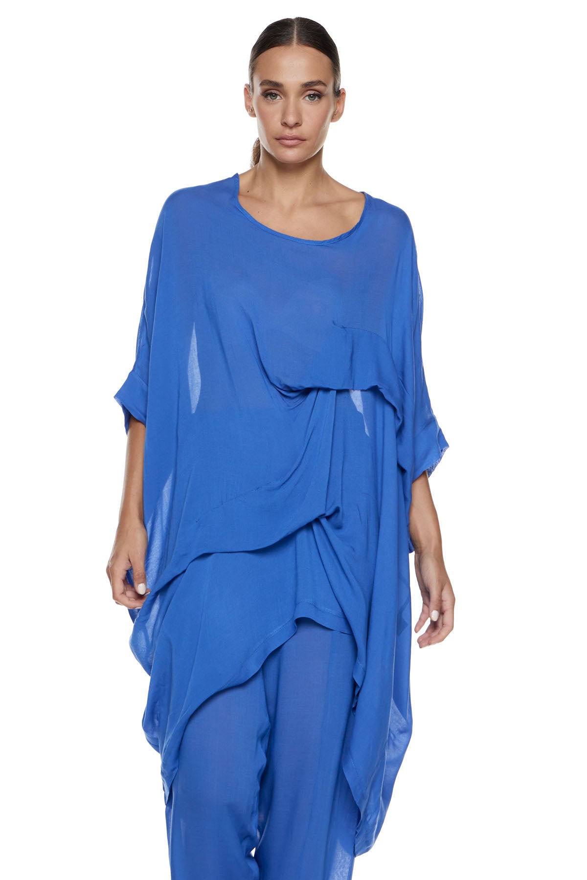 Chic & Simple Μπλουζοφόρεμα Κορίνα - Μπλε Ρουά Γάζα
