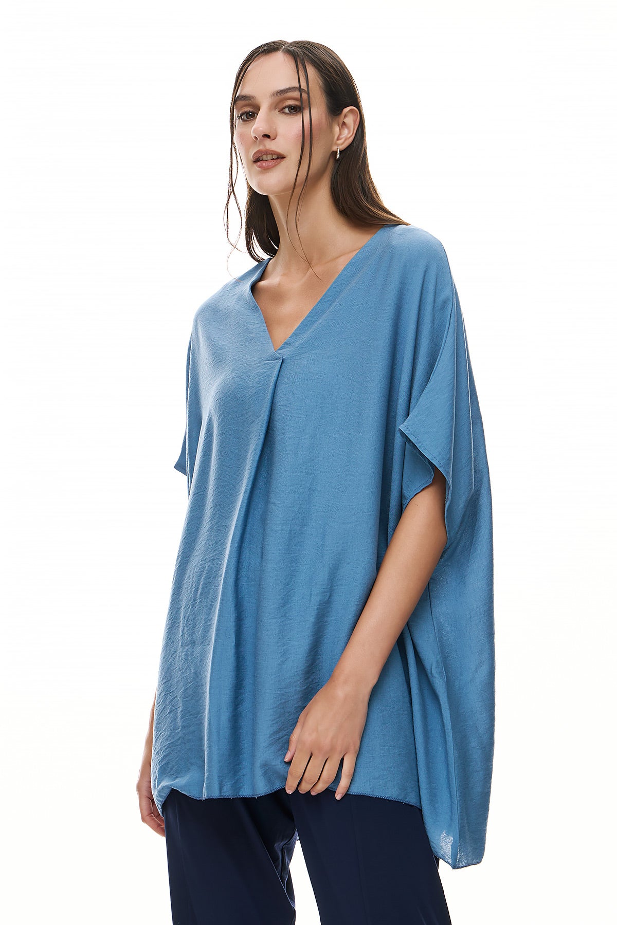 Chic & Simple Women's Blouse Marion - Blue Ruffle