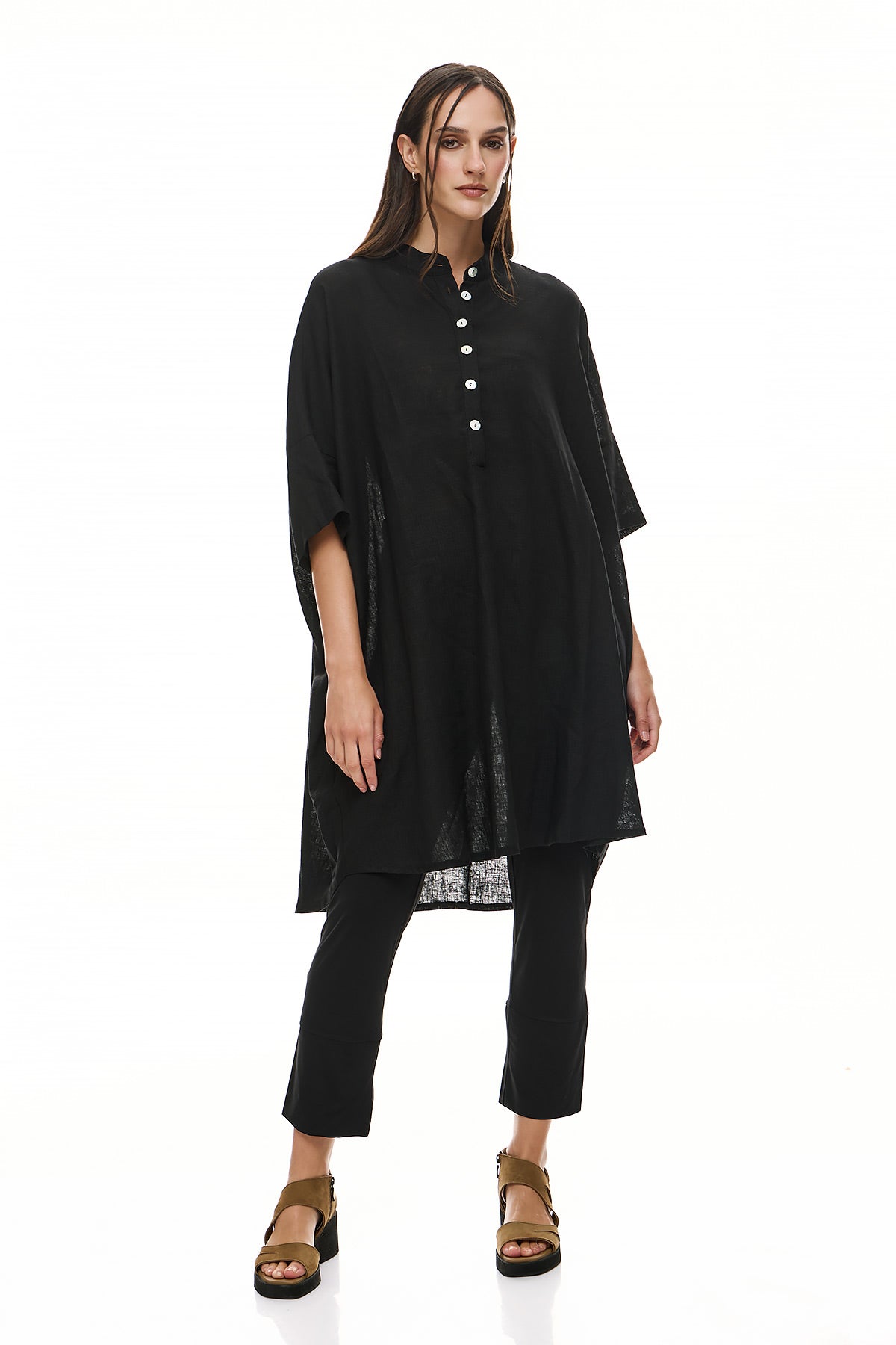 Chic & Simple Γυναικεία Πουκαμίσα (Φόρεμα) Όλγα - Μαύρη