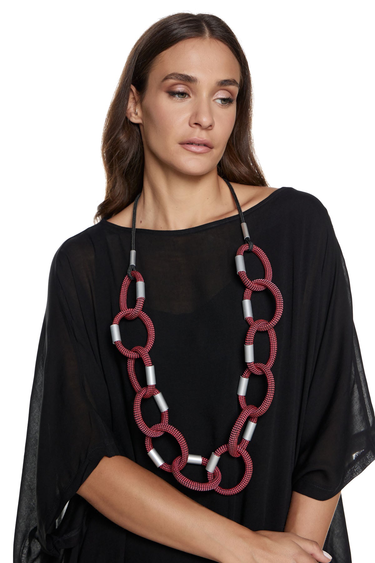 Chic & Simple Ken Design Chain Reaction Necklace - Burgundy