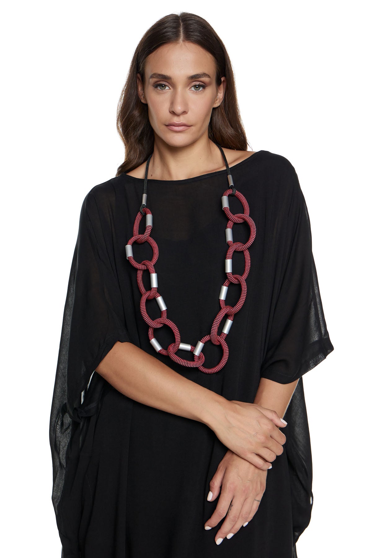 Chic & Simple Ken Design Chain Reaction Necklace - Burgundy