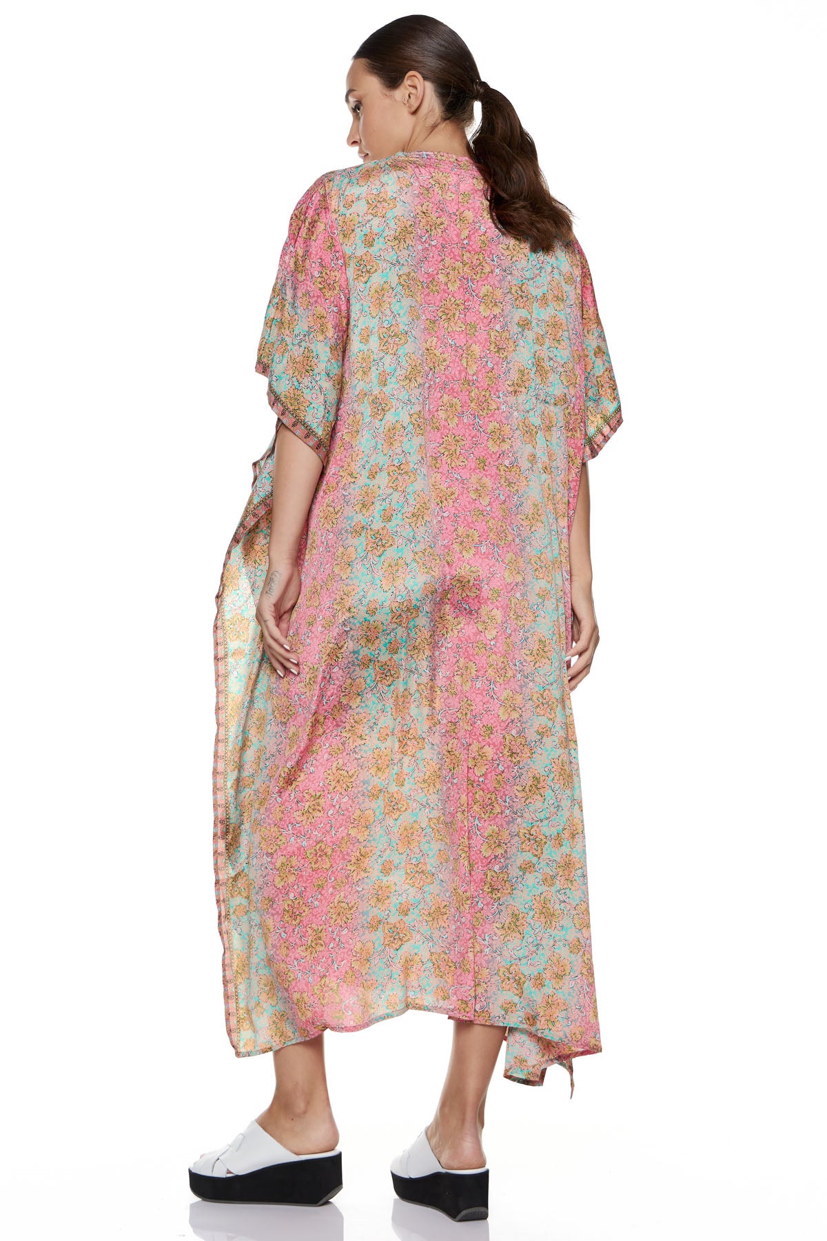 Chic & Simple Lalela Kaftan Dress - Pink/Mint/Beige Floral Knowmad