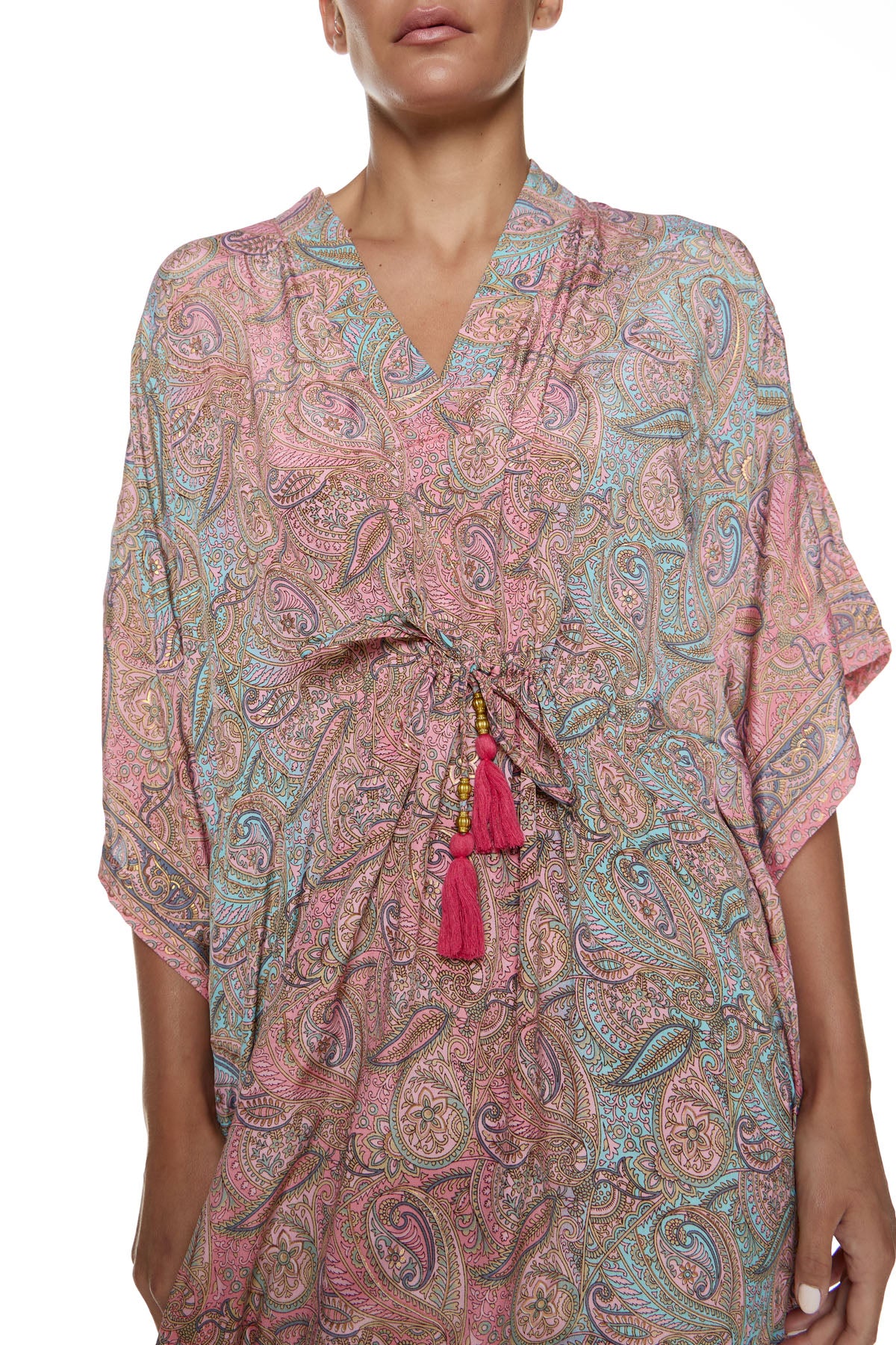 Chic & Simple Lalela Kaftan Dress - Mint/Lahore Pink Knowmad