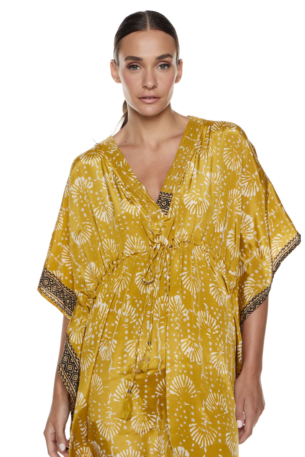 Chic & Simple Lola Kaftan Shirt - Knowmad White Coral Pattern
