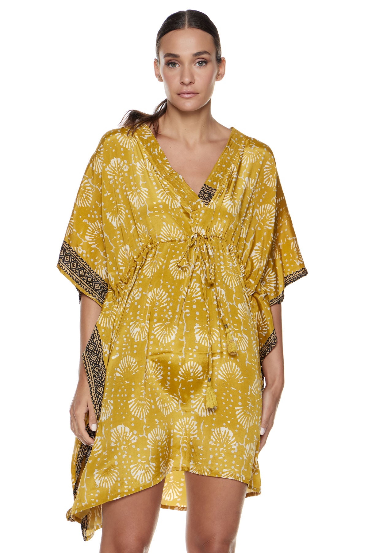Chic & Simple Lola Kaftan Shirt - Knowmad White Coral Pattern