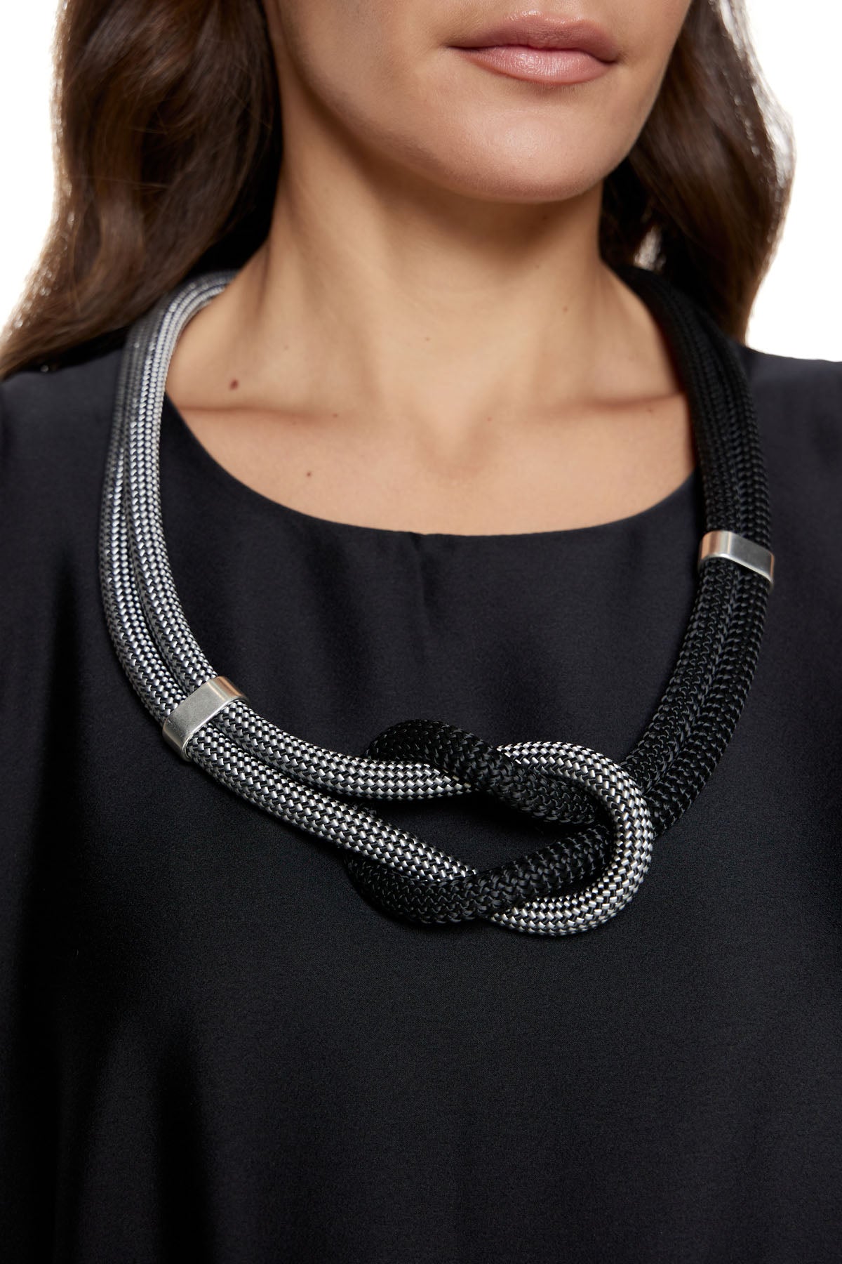 Chic & Simple Tie Reins Necklace - Black and White