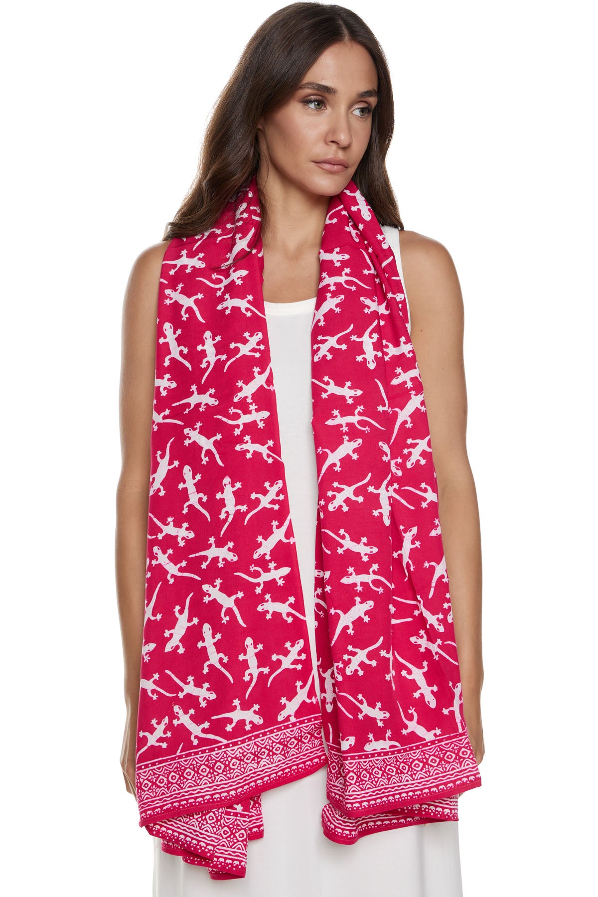 Chic & Simple Pareo / Scarf Vivian - Red with White Salamanders