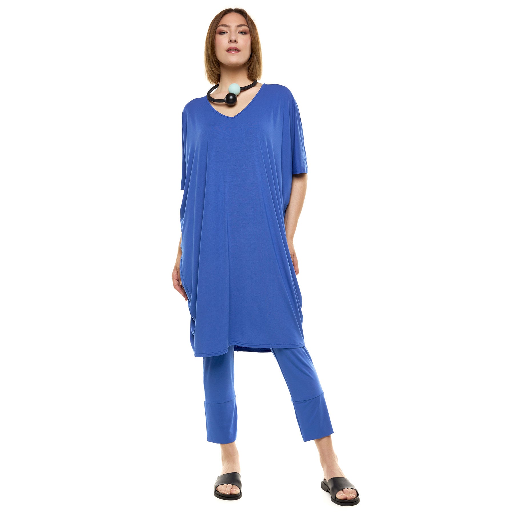Συνδυασμός Φόρεμα Βίλμα & Παντελόνι Κάρλα Κάπρι - Μπλε Ρουά
