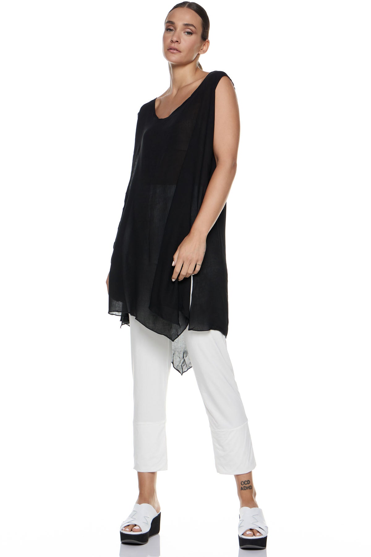 Chic & Simple Combination of Mirella Top & Carla Capri Pants - Black with Ecru