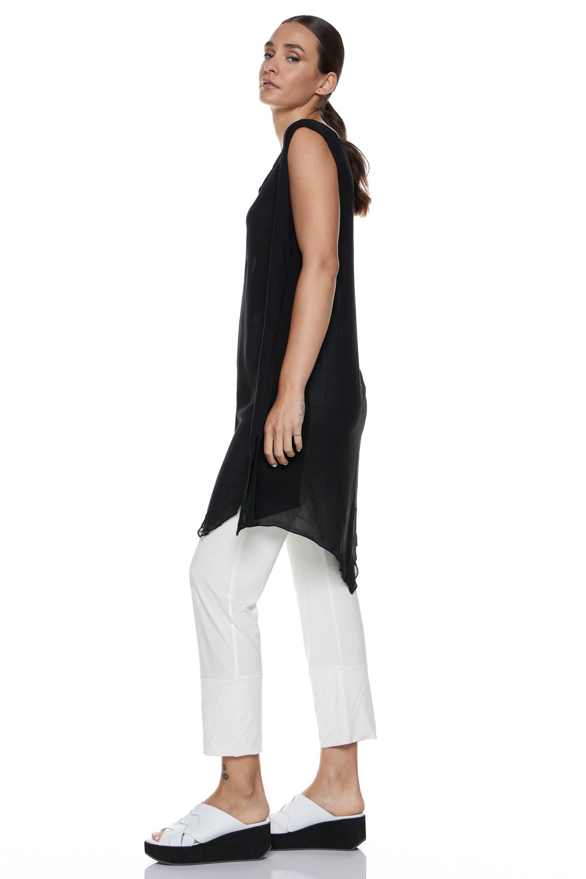 Chic & Simple Combination of Mirella Top & Carla Capri Pants - Black with Ecru