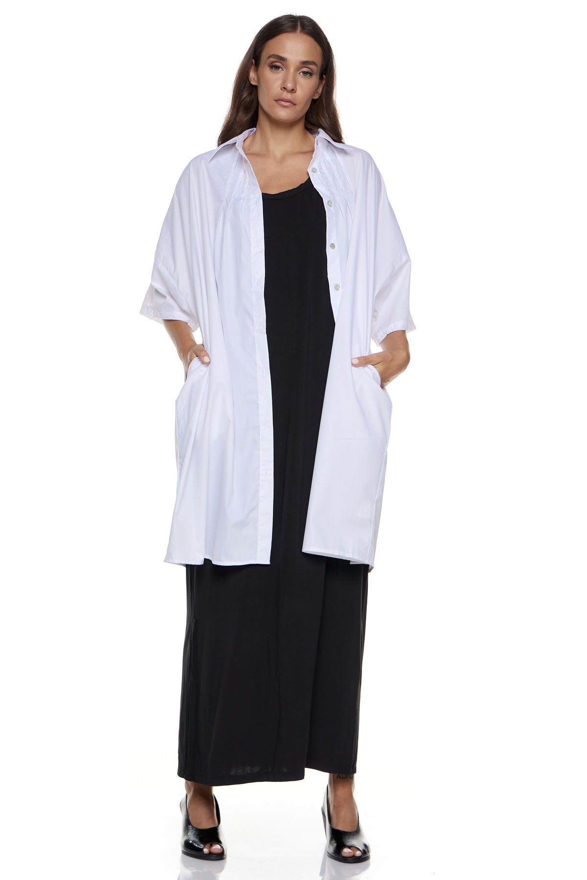 Chic & Simple Combination Dress (Basics) Shawl & Texas Shirt - Black & White